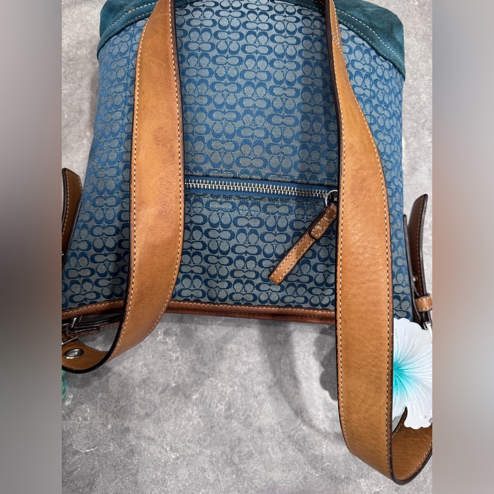 Coach Signature & Suede Blue Shoulder Bag #F10944 - Picture 9 of 12